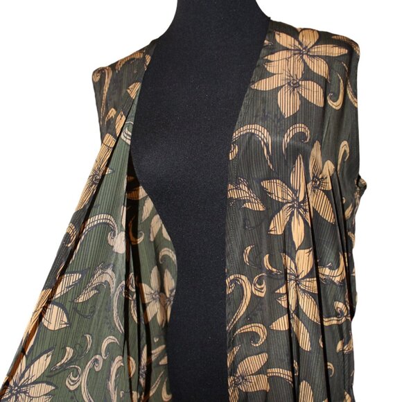 FALL SALE! Lularoe Floral Open Long Cardigan Sleeveless Cover Up Duster L - Picture 1 of 9